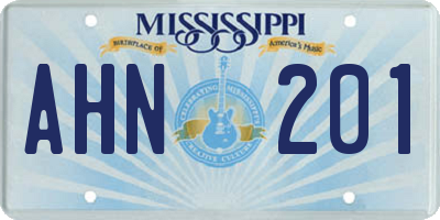 MS license plate AHN201