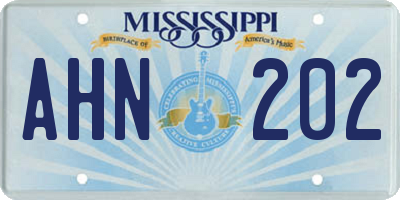 MS license plate AHN202