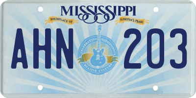 MS license plate AHN203