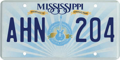 MS license plate AHN204