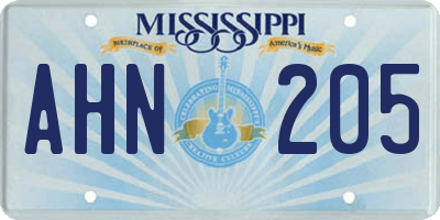 MS license plate AHN205