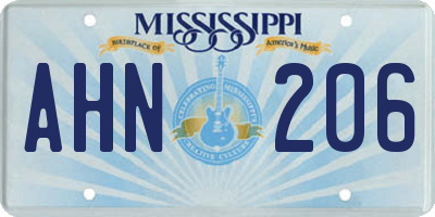 MS license plate AHN206