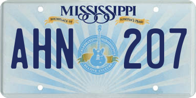 MS license plate AHN207