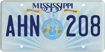 MS license plate AHN208