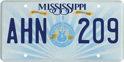 MS license plate AHN209