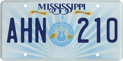 MS license plate AHN210