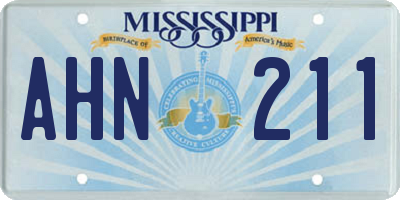 MS license plate AHN211
