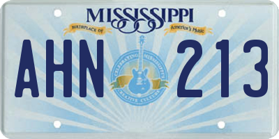 MS license plate AHN213