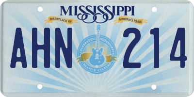 MS license plate AHN214