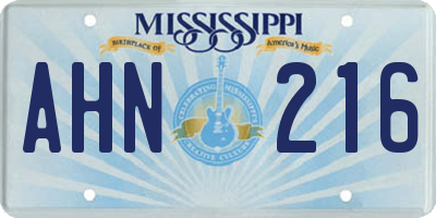 MS license plate AHN216