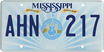 MS license plate AHN217