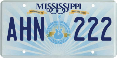 MS license plate AHN222