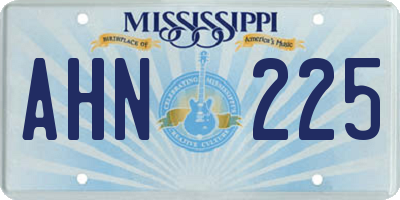 MS license plate AHN225