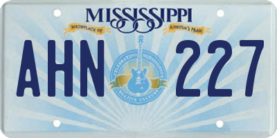 MS license plate AHN227