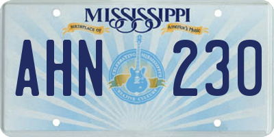 MS license plate AHN230