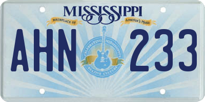 MS license plate AHN233