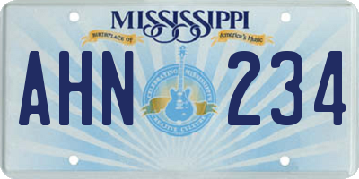 MS license plate AHN234