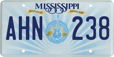 MS license plate AHN238