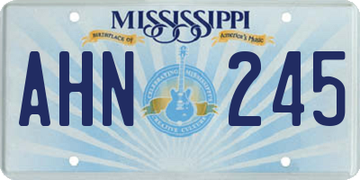 MS license plate AHN245