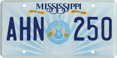 MS license plate AHN250