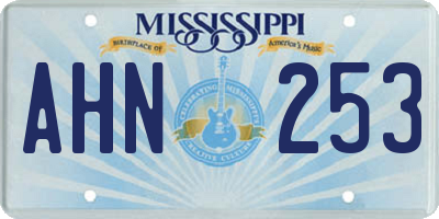 MS license plate AHN253