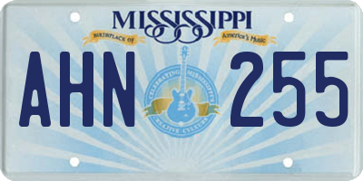 MS license plate AHN255