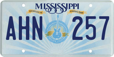 MS license plate AHN257