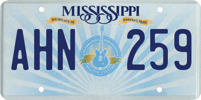 MS license plate AHN259