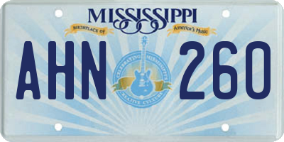 MS license plate AHN260