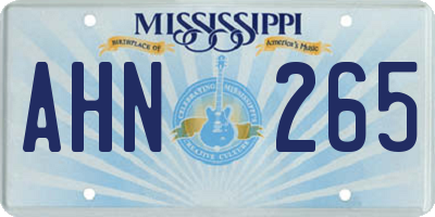 MS license plate AHN265