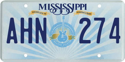 MS license plate AHN274