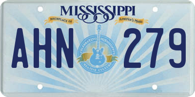 MS license plate AHN279