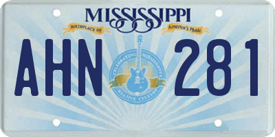 MS license plate AHN281