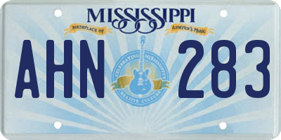 MS license plate AHN283