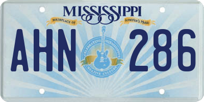 MS license plate AHN286