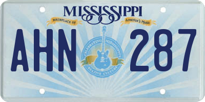 MS license plate AHN287
