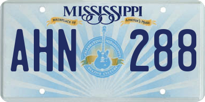 MS license plate AHN288
