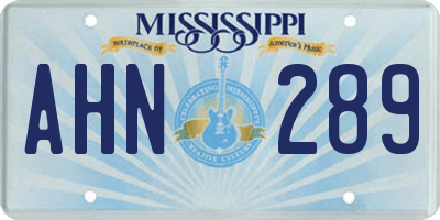 MS license plate AHN289