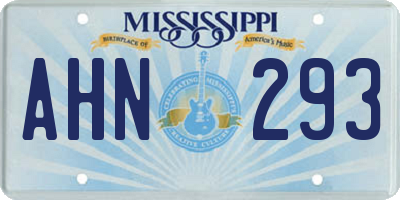 MS license plate AHN293