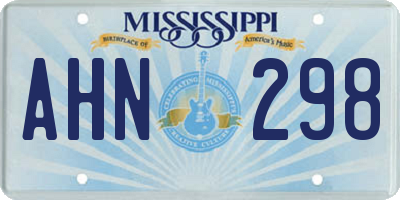 MS license plate AHN298