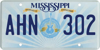 MS license plate AHN302