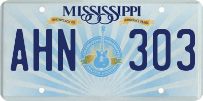 MS license plate AHN303