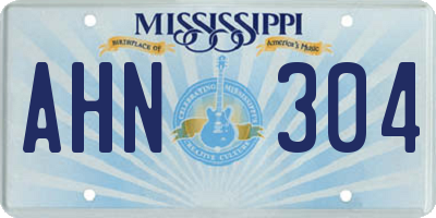 MS license plate AHN304