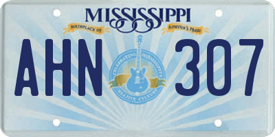 MS license plate AHN307