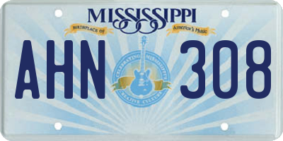 MS license plate AHN308