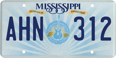 MS license plate AHN312