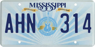 MS license plate AHN314
