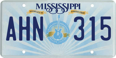 MS license plate AHN315