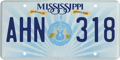 MS license plate AHN318