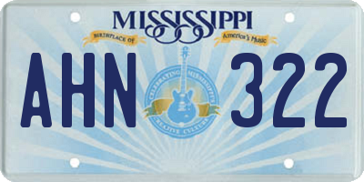 MS license plate AHN322